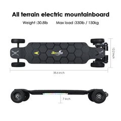 H2X Electric skateboard Belt drive Brushless Motor 3300w , Max speed 40km/h ,Battery Capacity 7500mAh, Max range 18km