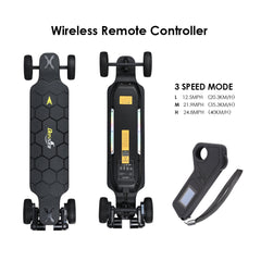 H2X Electric skateboard Belt drive Brushless Motor 3300w , Max speed 40km/h ,Battery Capacity 7500mAh, Max range 18km