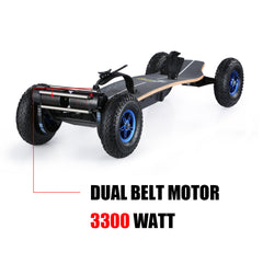 H2C-01Pro off-road electric skateboard Belt motor 3300W,Max speed 40km/h ,Battery capacity 10000mAh ,Max range 20km