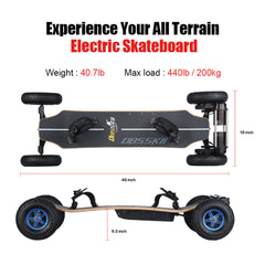 H2C-01Pro off-road electric skateboard Belt motor 3300W,Max speed 40km/h ,Battery capacity 10000mAh ,Max range 20km